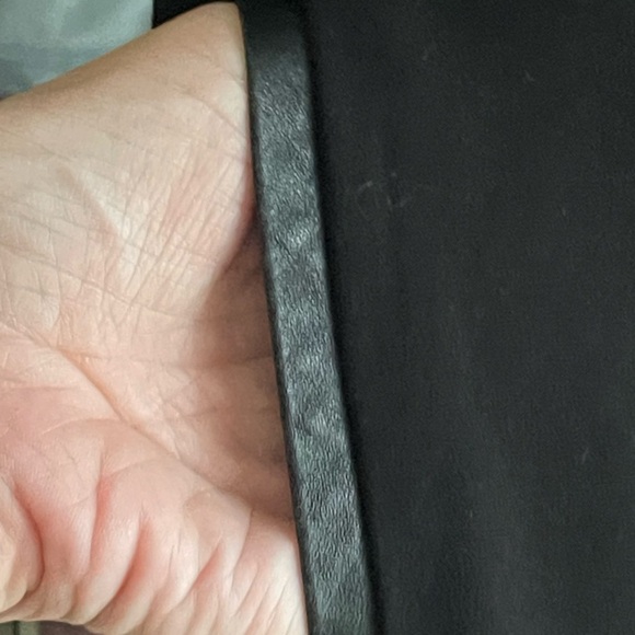 Vince Leather Trim Black Popover Mini Dress with Leather Trim Pockets - Picture 5 of 12